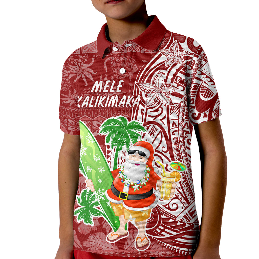 Hawaii Christmas Mele Kalikimaka Kid Polo Shirt Santa Claus LT7 Kid Red - Polynesian Pride