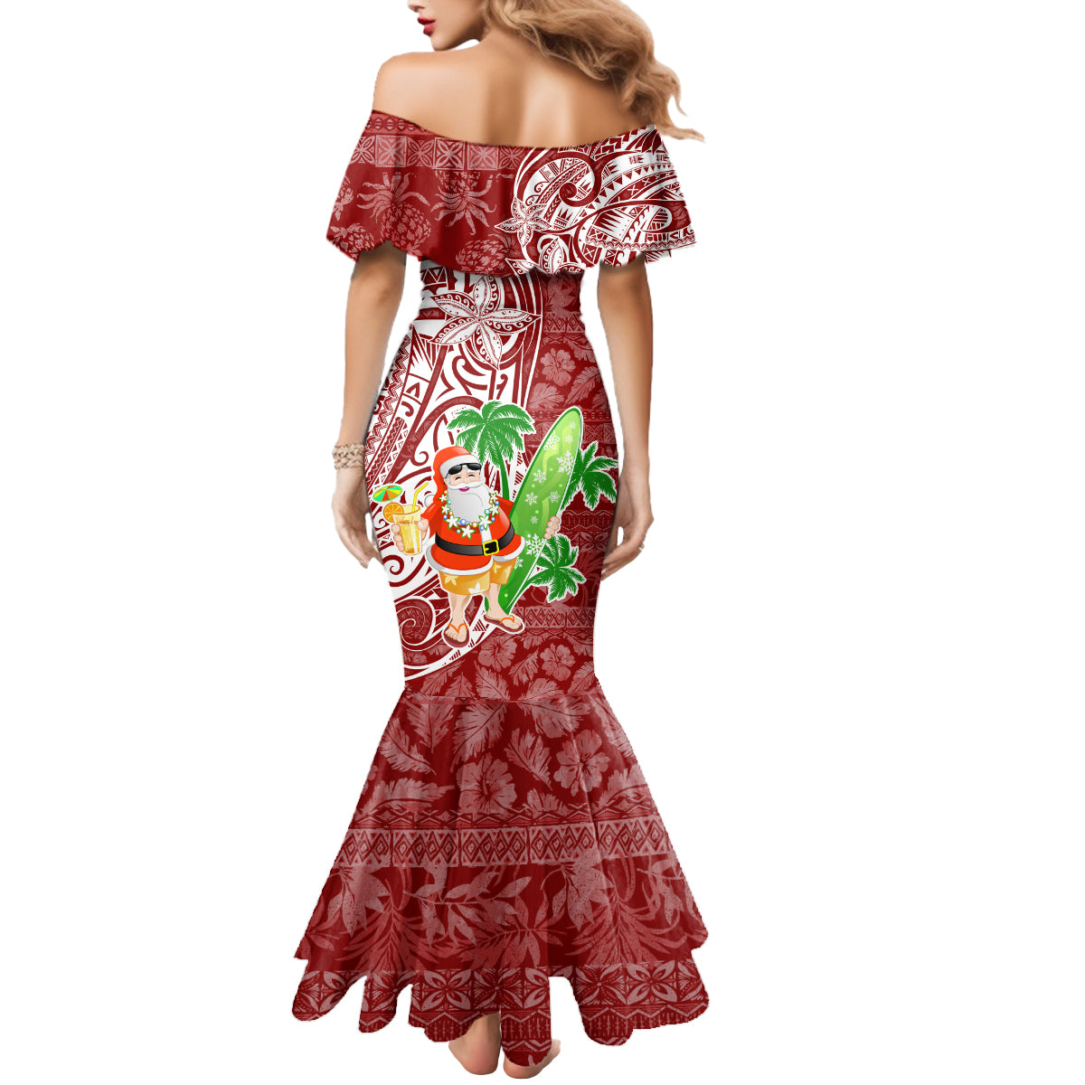 Hawaii Christmas Mele Kalikimaka Mermaid Dress Santa Claus LT7 - Polynesian Pride