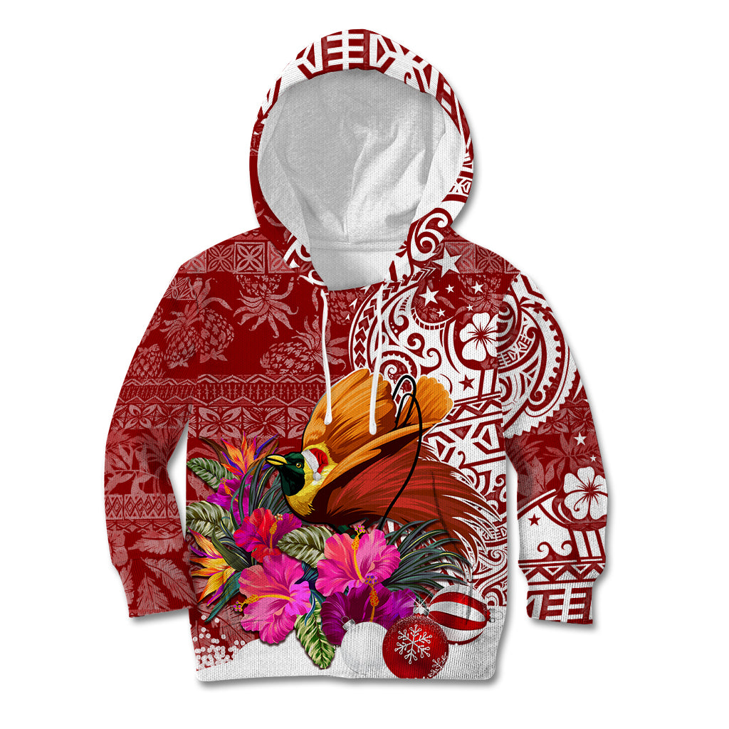 Papua New Guinea Christmas Kid Hoodie Bird-of-Paradise Special LT7 Hoodie Red - Polynesian Pride