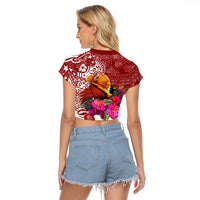 Papua New Guinea Christmas Raglan Cropped T Shirt Bird-of-Paradise Special LT7 - Polynesian Pride