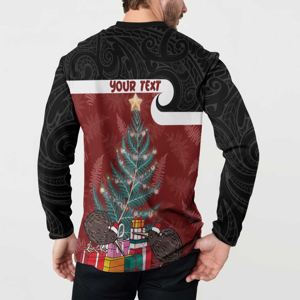 Personalised New Zealand Maori Christmas Button Sweatshirt Xmas Fern Mix Kowhawhai LT7 - Polynesian Pride