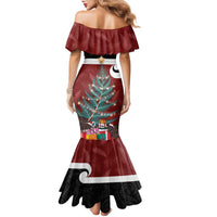 Personalised New Zealand Maori Christmas Family Matching Mermaid Dress and Hawaiian Shirt Xmas Fern Mix Kowhawhai LT7 - Polynesian Pride