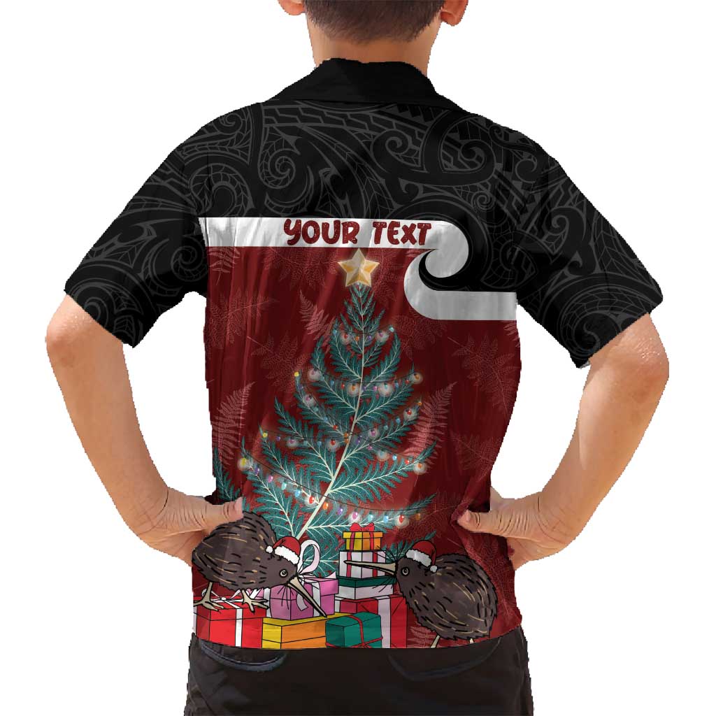 Personalised New Zealand Maori Christmas Family Matching Off Shoulder Short Dress and Hawaiian Shirt Xmas Fern Mix Kowhawhai LT7 - Polynesian Pride
