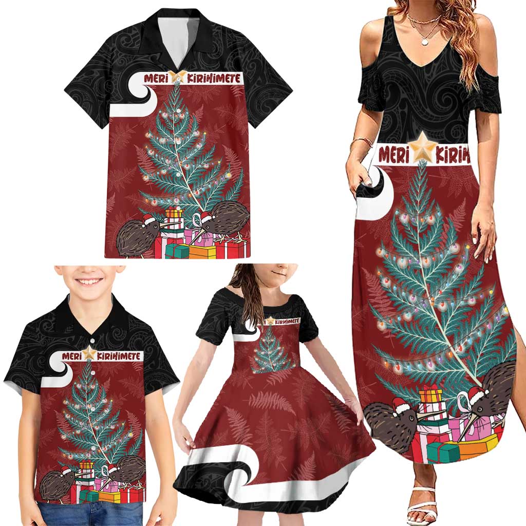 Personalised New Zealand Maori Christmas Family Matching Summer Maxi Dress and Hawaiian Shirt Xmas Fern Mix Kowhawhai LT7 - Polynesian Pride