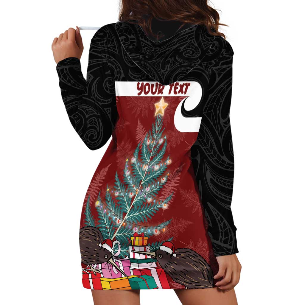 Personalised New Zealand Maori Christmas Hoodie Dress Xmas Fern Mix Kowhawhai LT7 - Polynesian Pride