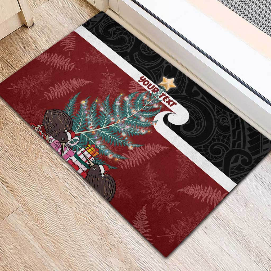 Personalised New Zealand Maori Christmas Rubber Doormat Xmas Fern Mix Kowhawhai LT7 - Polynesian Pride