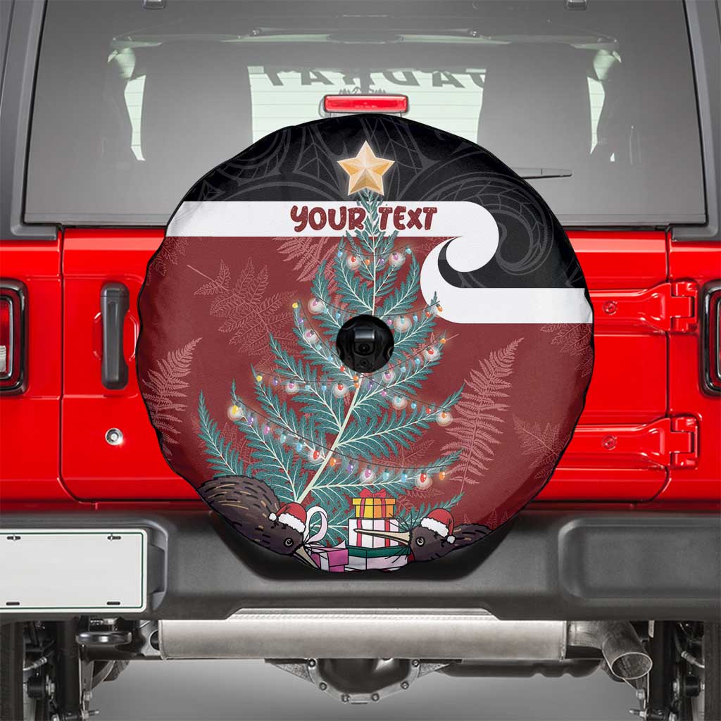 Personalised New Zealand Maori Christmas Spare Tire Cover Xmas Fern Mix Kowhawhai