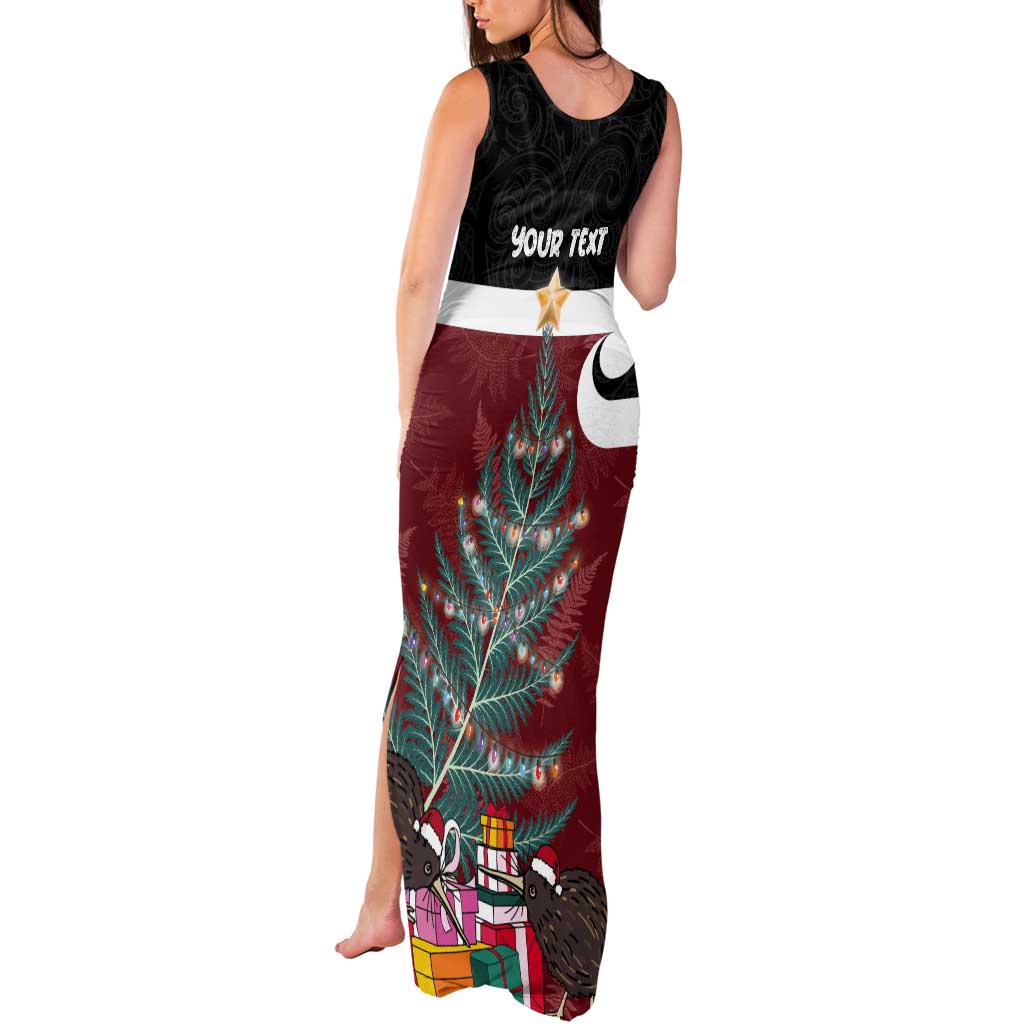 Personalised New Zealand Maori Christmas Tank Maxi Dress Xmas Fern Mix Kowhawhai