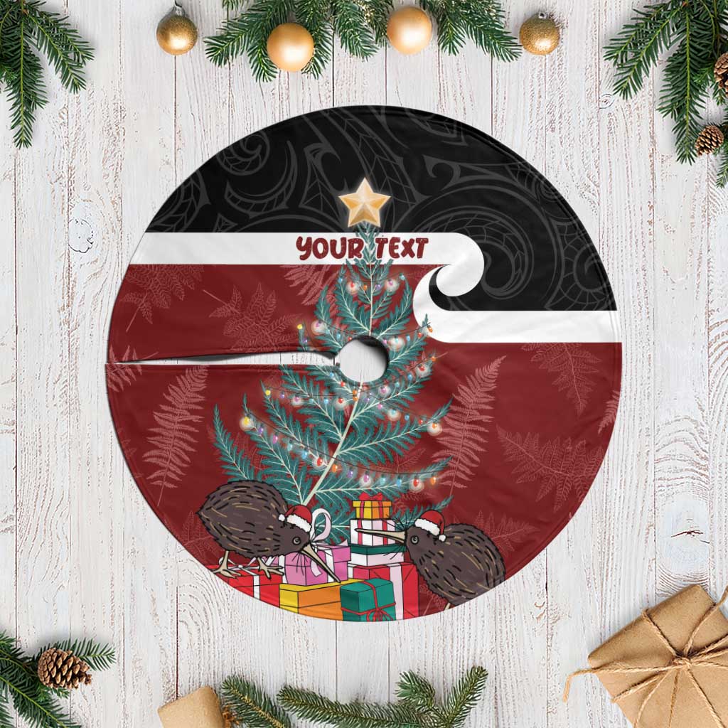 Personalised New Zealand Maori Christmas Tree Skirt Xmas Fern Mix Kowhawhai