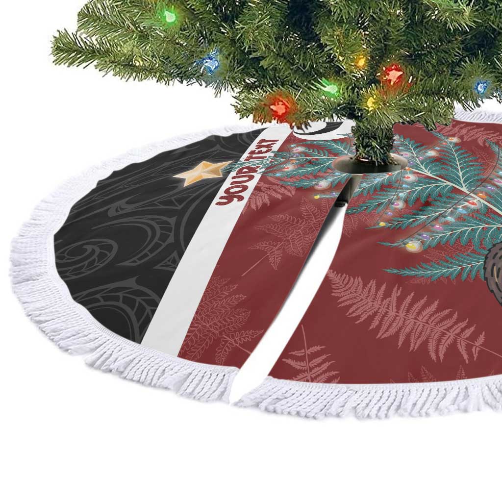 Personalised New Zealand Maori Christmas Tree Skirt Xmas Fern Mix Kowhawhai