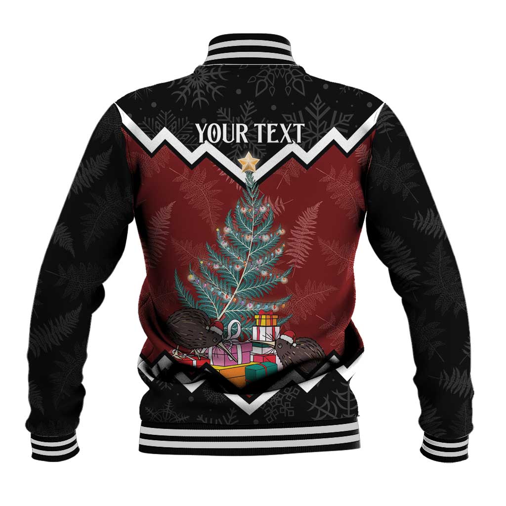 Personalised New Zealand Christmas Baseball Jacket Xmas Fern and Kiwi Birds