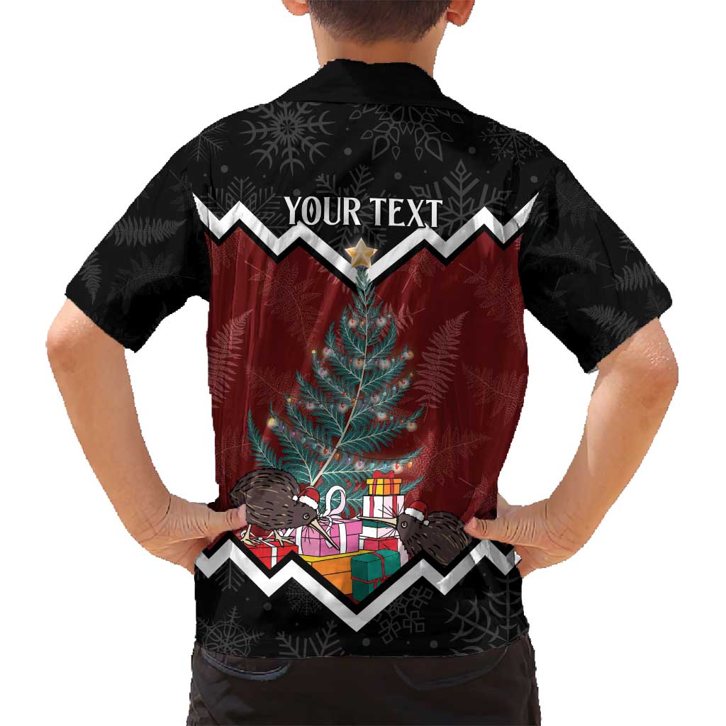Personalised New Zealand Christmas Family Matching Off Shoulder Maxi Dress and Hawaiian Shirt Xmas Fern and Kiwi Birds LT7 - Polynesian Pride