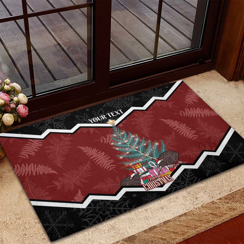 Personalised New Zealand Christmas Rubber Doormat Xmas Fern and Kiwi Birds