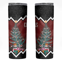 Personalised New Zealand Christmas Skinny Tumbler Xmas Fern and Kiwi Birds LT7 Black - Polynesian Pride