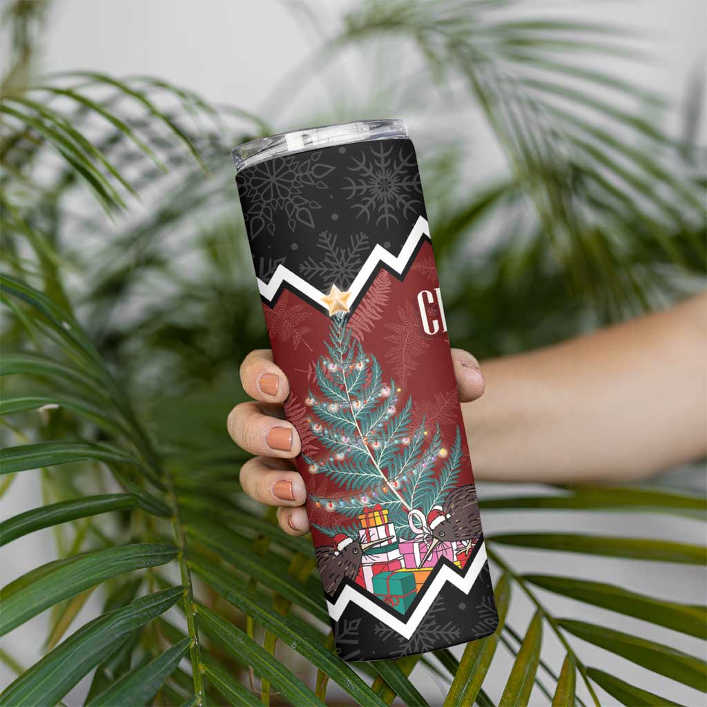 Personalised New Zealand Christmas Skinny Tumbler Xmas Fern and Kiwi Birds LT7 - Polynesian Pride