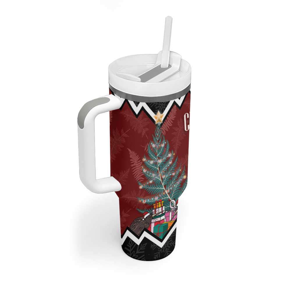 Personalised New Zealand Christmas Tumbler With Handle Xmas Fern and Kiwi Birds