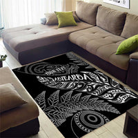 Aotearoa Personalized Lawn Bowls Maori Area Rug New Zealand Black Tribal Silver Fern - Polynesian Pride