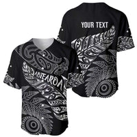 Aotearoa Personalized Lawn Bowls Maori Baseball Jersey New Zealand Black Tribal Silver Fern - Polynesian Pride