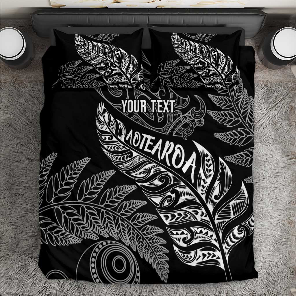Aotearoa Personalized Lawn Bowls Maori Bedding Set New Zealand Black Tribal Silver Fern - Polynesian Pride