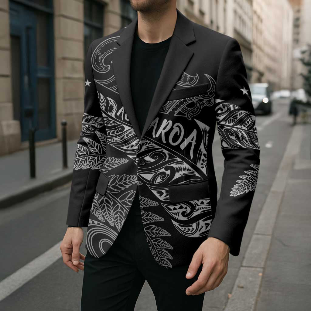 Aotearoa Personalized Lawn Bowls Maori Blazer New Zealand Black Tribal Silver Fern - Polynesian Pride