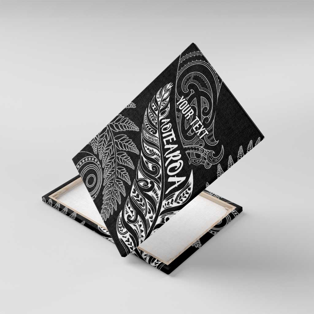 Aotearoa Personalized Lawn Bowls Maori Canvas Wall Art New Zealand Black Tribal Silver Fern - Polynesian Pride
