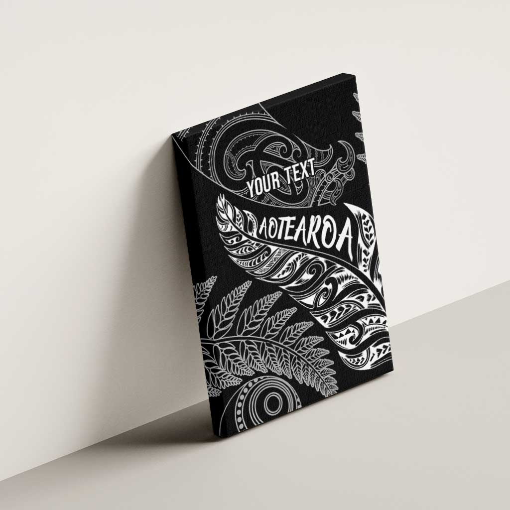 Aotearoa Personalized Lawn Bowls Maori Canvas Wall Art New Zealand Black Tribal Silver Fern - Polynesian Pride