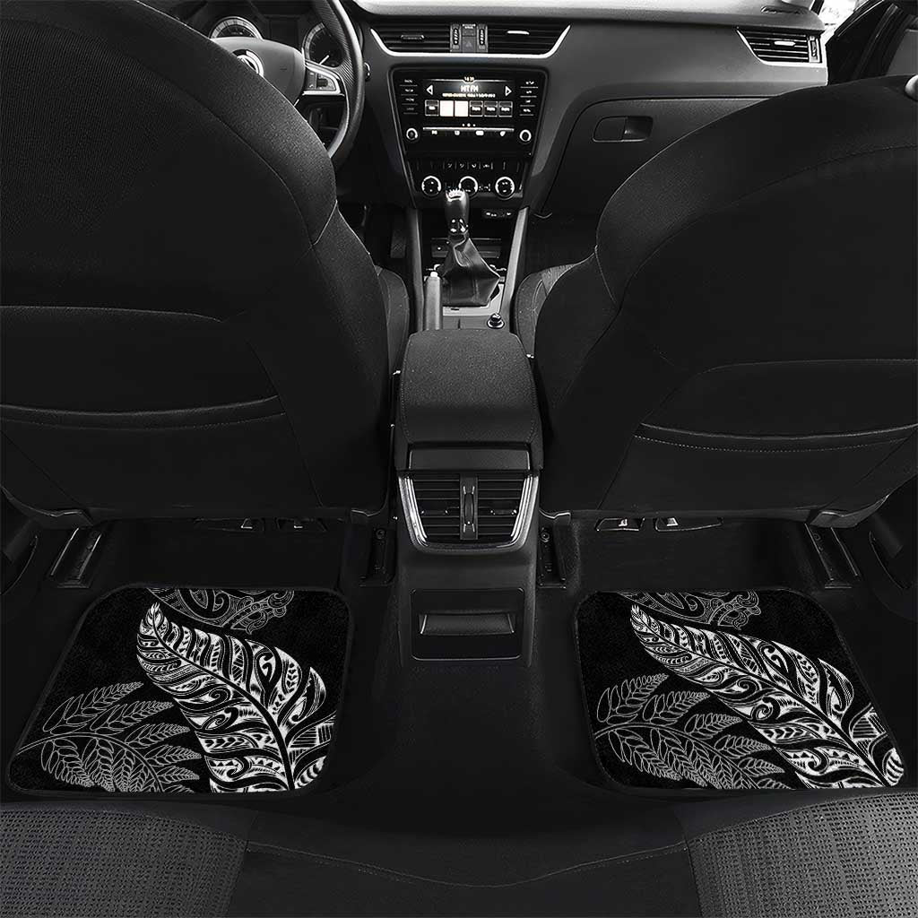 Aotearoa Personalized Lawn Bowls Maori Car Mats New Zealand Black Tribal Silver Fern - Polynesian Pride