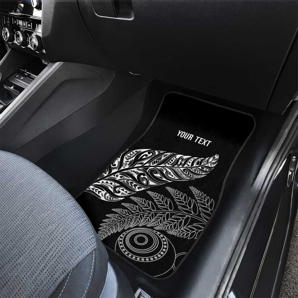 Aotearoa Personalized Lawn Bowls Maori Car Mats New Zealand Black Tribal Silver Fern - Polynesian Pride