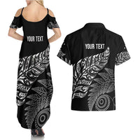 Aotearoa Personalized Lawn Bowls Maori Couples Matching Summer Maxi Dress and Hawaiian Shirt New Zealand Black Tribal Silver Fern - Polynesian Pride