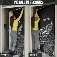 Aotearoa Personalized Lawn Bowls Maori Door Cover New Zealand Black Tribal Silver Fern - Polynesian Pride