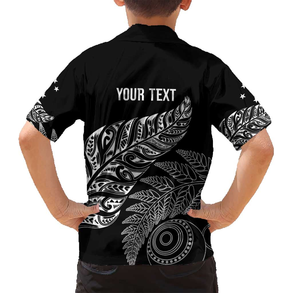 Aotearoa Personalized Lawn Bowls Maori Family Matching Long Sleeve Bodycon Dress and Hawaiian Shirt New Zealand Black Tribal Silver Fern - Polynesian Pride