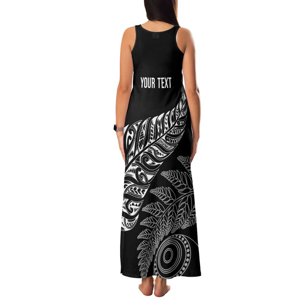Aotearoa Personalized Lawn Bowls Maori Family Matching Tank Maxi Dress and Hawaiian Shirt New Zealand Black Tribal Silver Fern - Polynesian Pride