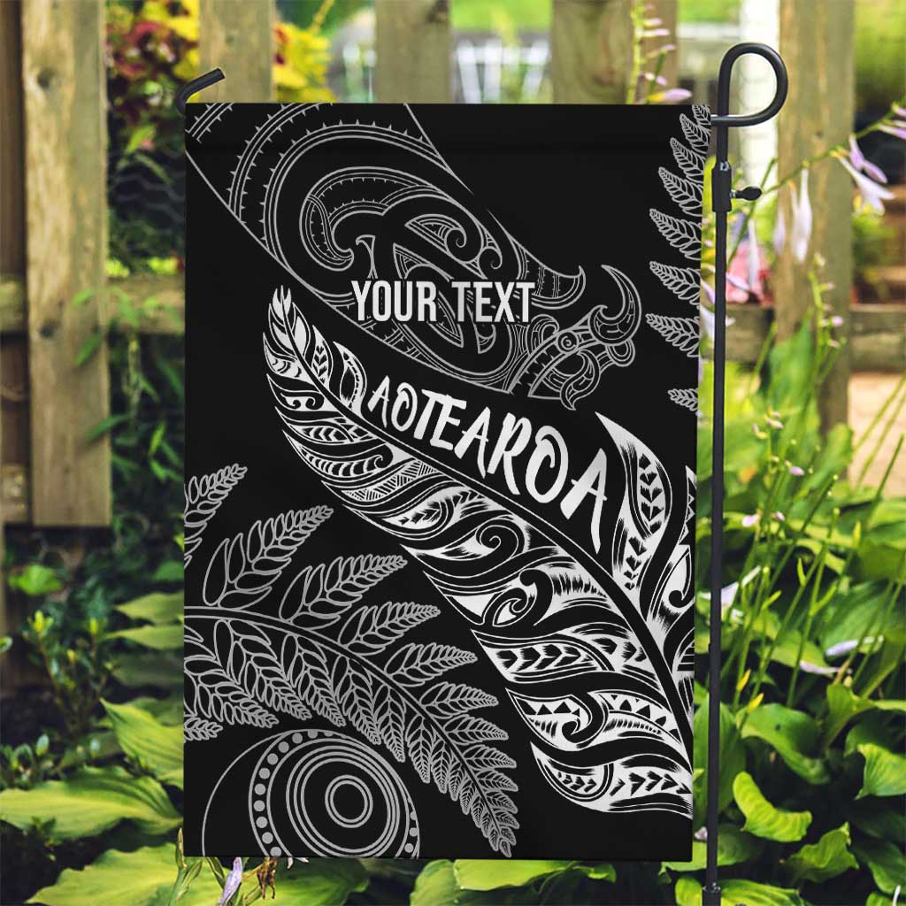 Aotearoa Personalized Lawn Bowls Maori Garden Flag New Zealand Black Tribal Silver Fern - Polynesian Pride