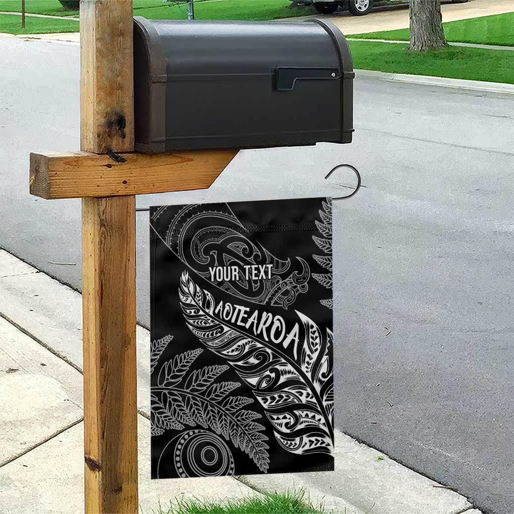 Aotearoa Personalized Lawn Bowls Maori Garden Flag New Zealand Black Tribal Silver Fern - Polynesian Pride