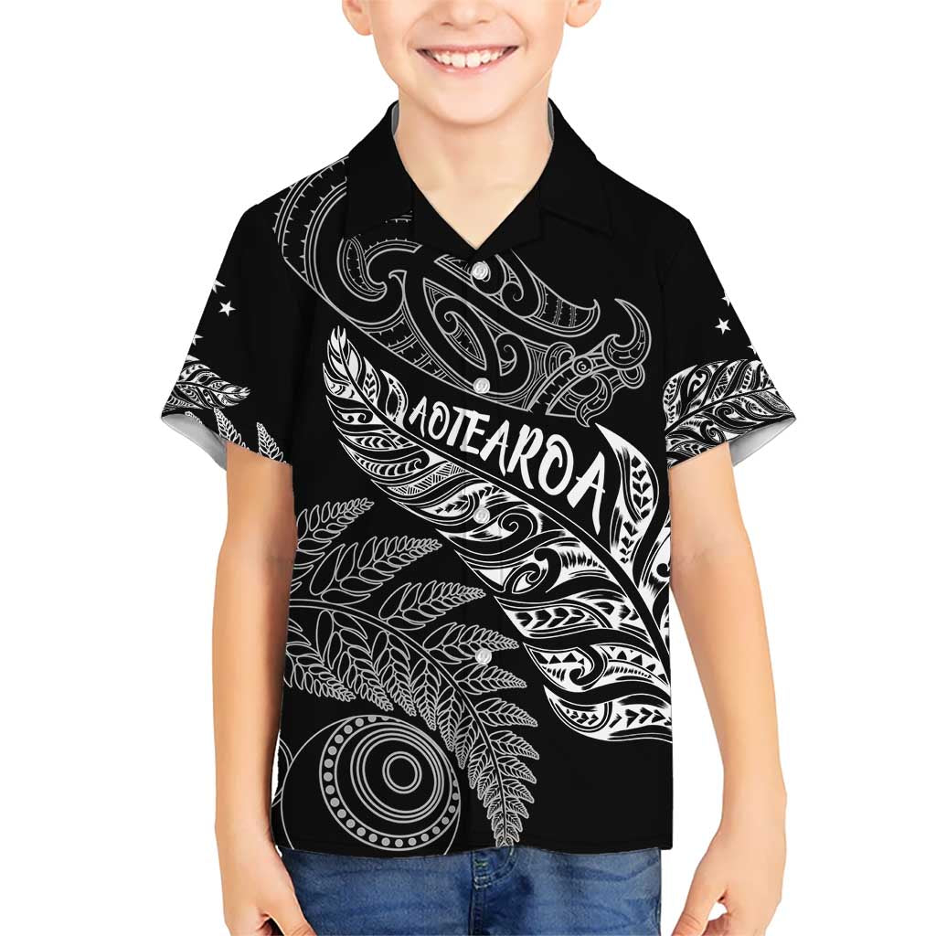 Aotearoa Personalized Lawn Bowls Maori Hawaiian Shirt New Zealand Black Tribal Silver Fern - Polynesian Pride