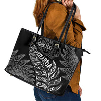 Aotearoa Personalized Lawn Bowls Maori Leather Tote Bag New Zealand Black Tribal Silver Fern - Polynesian Pride