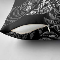 Aotearoa Personalized Lawn Bowls Maori Pillow Cover New Zealand Black Tribal Silver Fern - Polynesian Pride