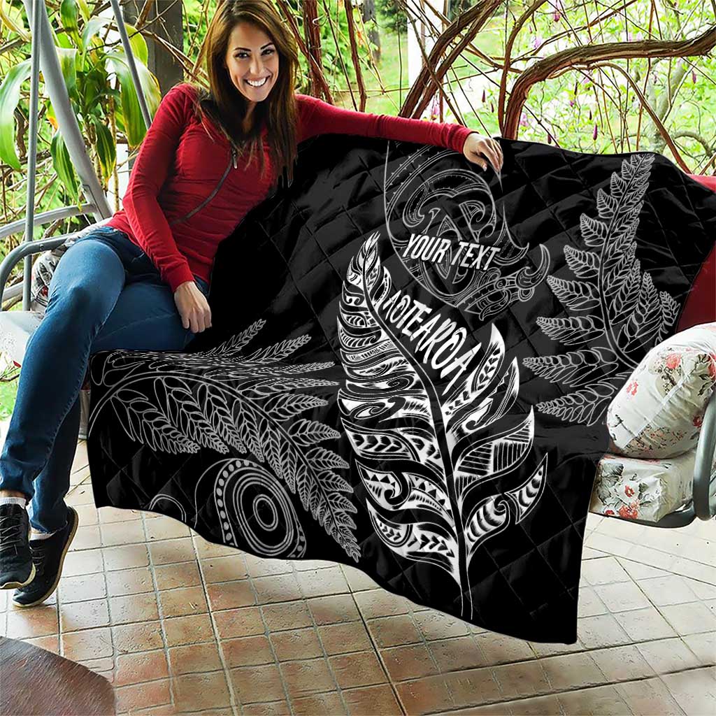 Aotearoa Personalized Lawn Bowls Maori Quilt New Zealand Black Tribal Silver Fern - Polynesian Pride