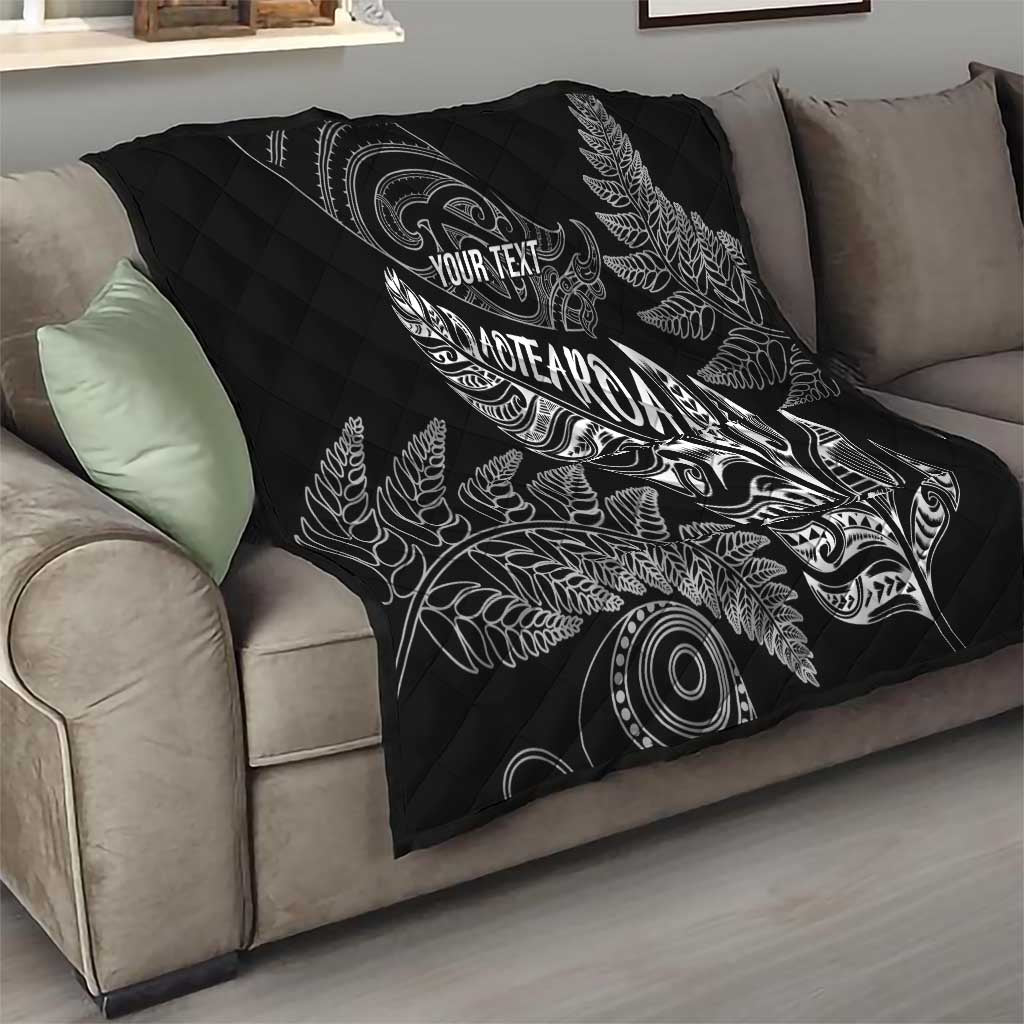 Aotearoa Personalized Lawn Bowls Maori Quilt New Zealand Black Tribal Silver Fern - Polynesian Pride