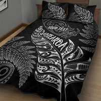 Aotearoa Personalized Lawn Bowls Maori Quilt Bed Set New Zealand Black Tribal Silver Fern - Polynesian Pride