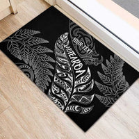 Aotearoa Personalized Lawn Bowls Maori Rubber Doormat New Zealand Black Tribal Silver Fern - Polynesian Pride