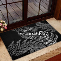 Aotearoa Personalized Lawn Bowls Maori Rubber Doormat New Zealand Black Tribal Silver Fern - Polynesian Pride