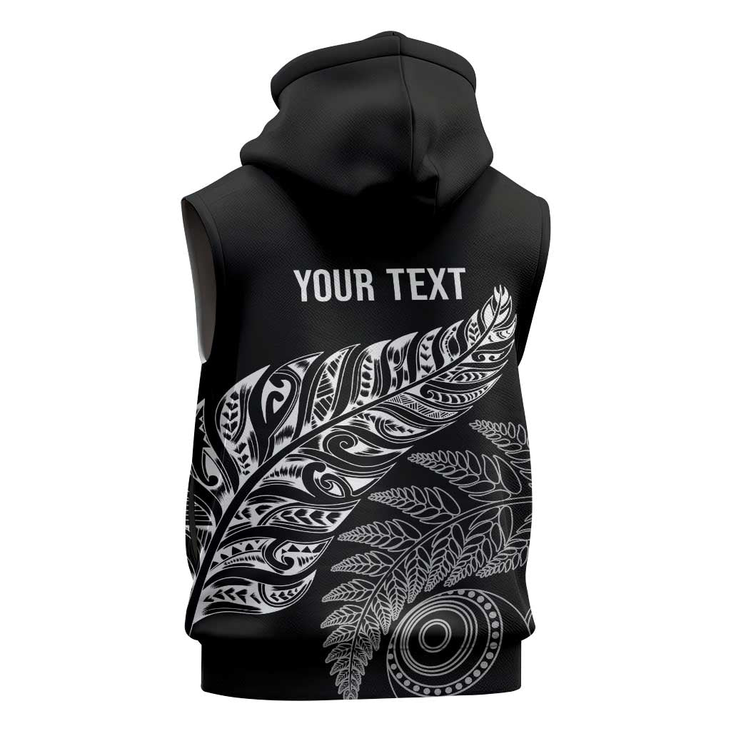 Aotearoa Personalized Lawn Bowls Maori Sleeveless Zip Hoodie New Zealand Black Tribal Silver Fern - Polynesian Pride