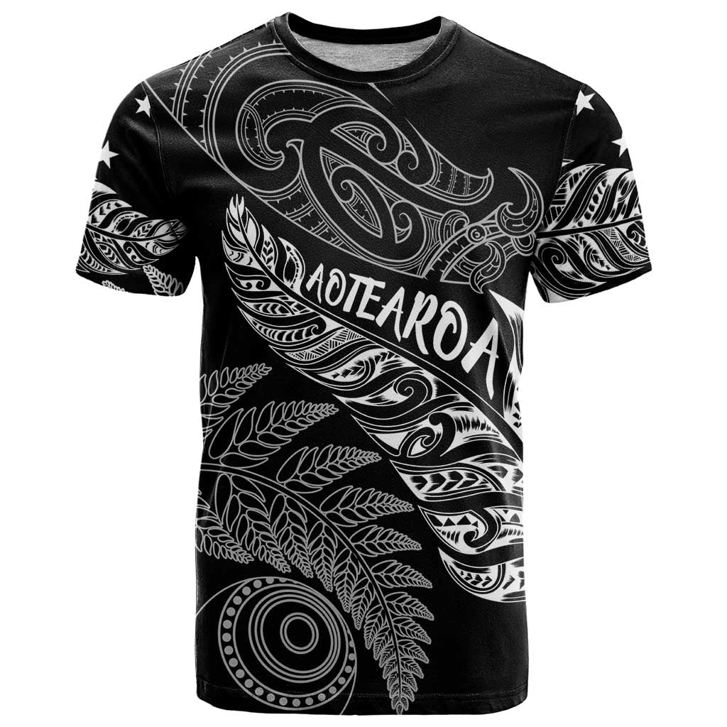 Aotearoa Personalized Lawn Bowls Maori T Shirt New Zealand Black Tribal Silver Fern - Polynesian Pride