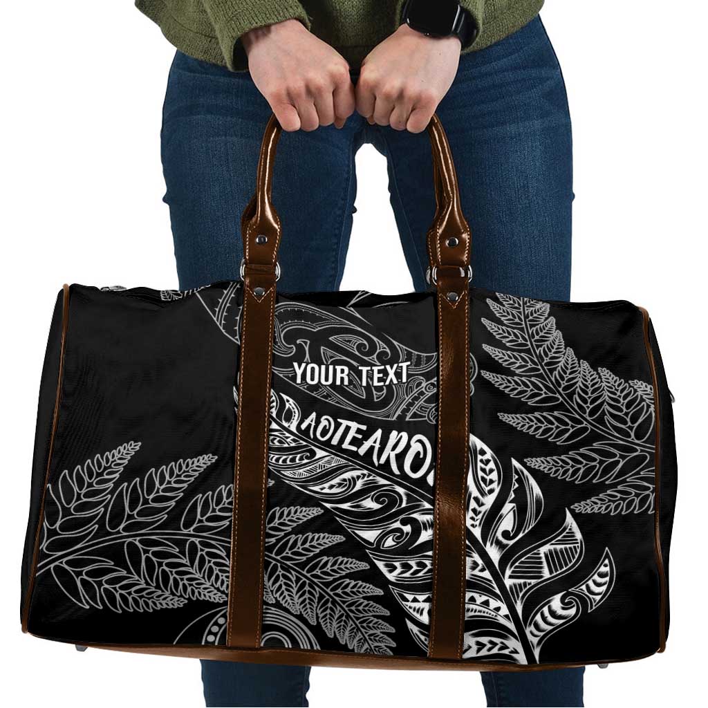 Aotearoa Personalized Lawn Bowls Maori Travel Bag New Zealand Black Tribal Silver Fern - Polynesian Pride