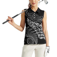 Aotearoa Personalized Lawn Bowls Maori Women Sleeveless Polo Shirt New Zealand Black Tribal Silver Fern - Polynesian Pride