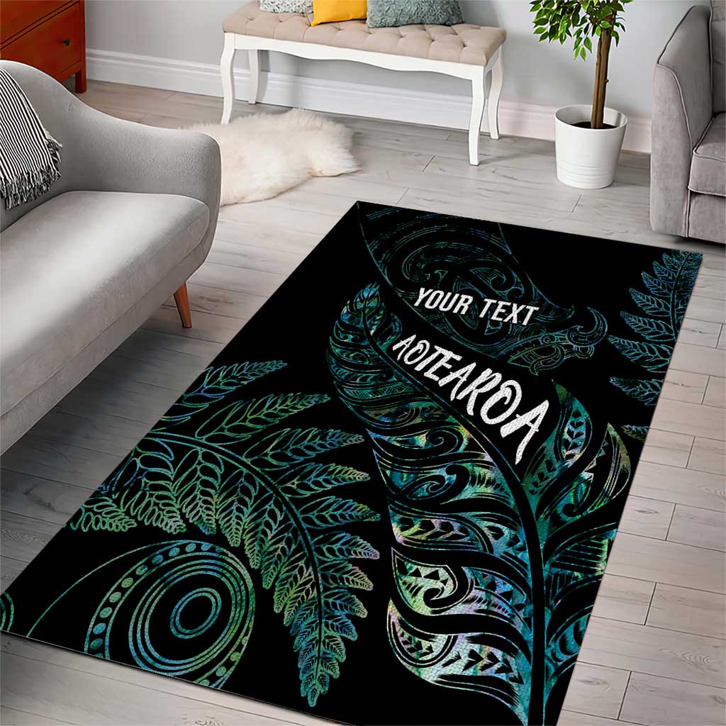 Aotearoa Personalized Lawn Bowls Maori Area Rug New Zealand Paua Shell Tribal Silver Fern - Polynesian Pride