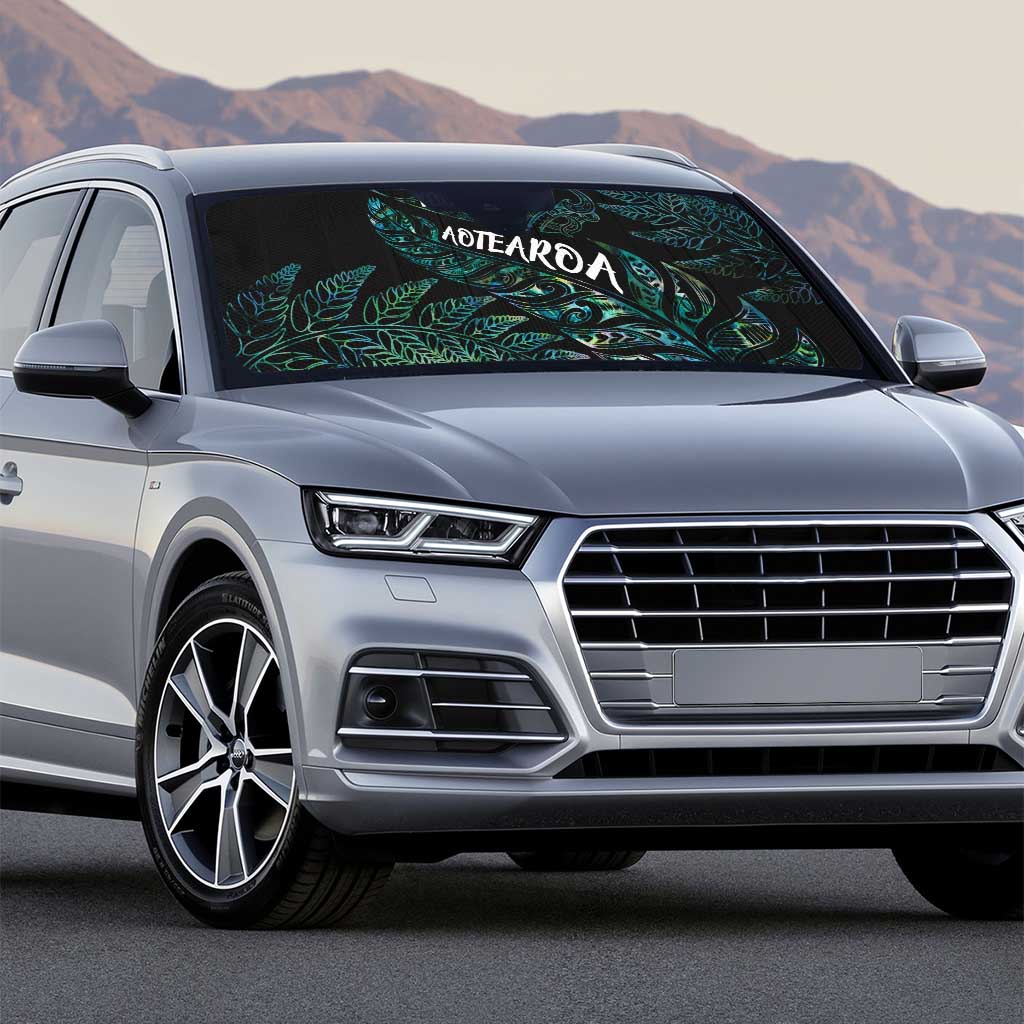 Aotearoa Personalized Lawn Bowls Maori Auto Sun Shade New Zealand Paua Shell Tribal Silver Fern - Polynesian Pride