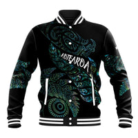 Aotearoa Personalized Lawn Bowls Maori Baseball Jacket New Zealand Paua Shell Tribal Silver Fern - Polynesian Pride