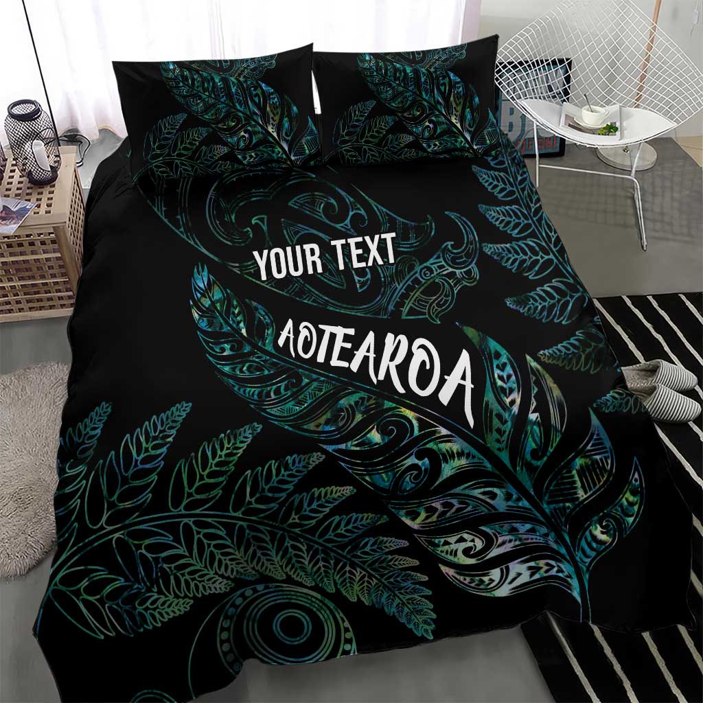 Aotearoa Personalized Lawn Bowls Maori Bedding Set New Zealand Paua Shell Tribal Silver Fern - Polynesian Pride